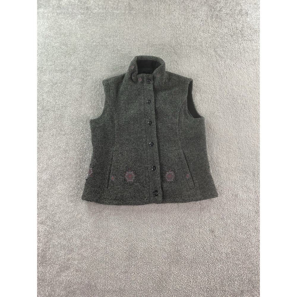 Woolrich Vest Womens Medium Gray Acrylic Snowflake Embroidered Premium Sweater
